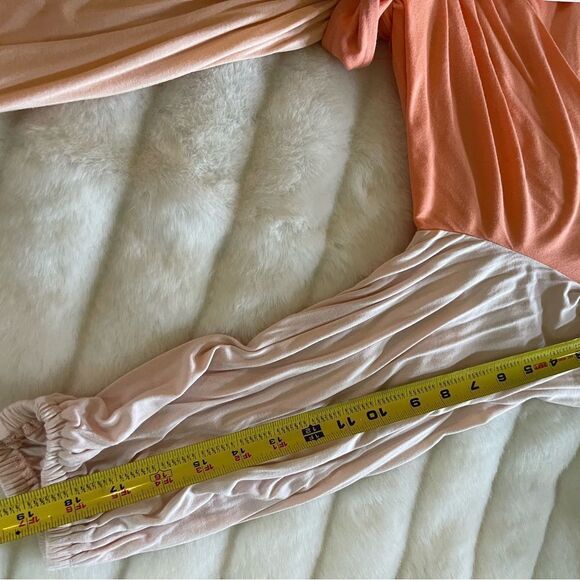 Calvin Klein color block Surplice Faux Wrap Dress in blossom,peach & cream SZ12 - Picture 15 of 16